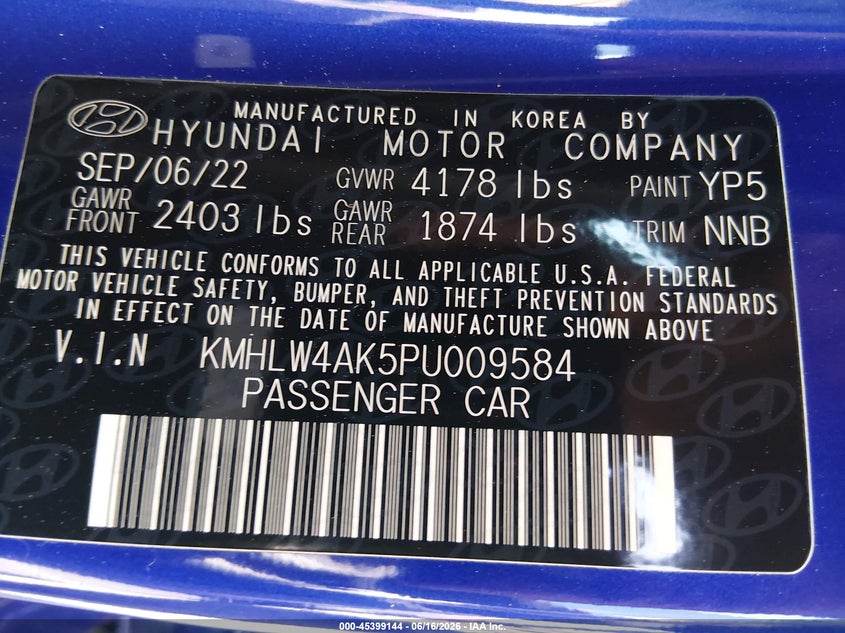 2023 Hyundai Elantra N VIN: KMHLW4AK5PU009584 Lot: 45399144