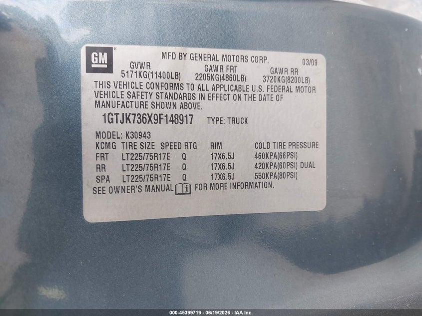 2009 GMC SIERRA TRUCK N/A