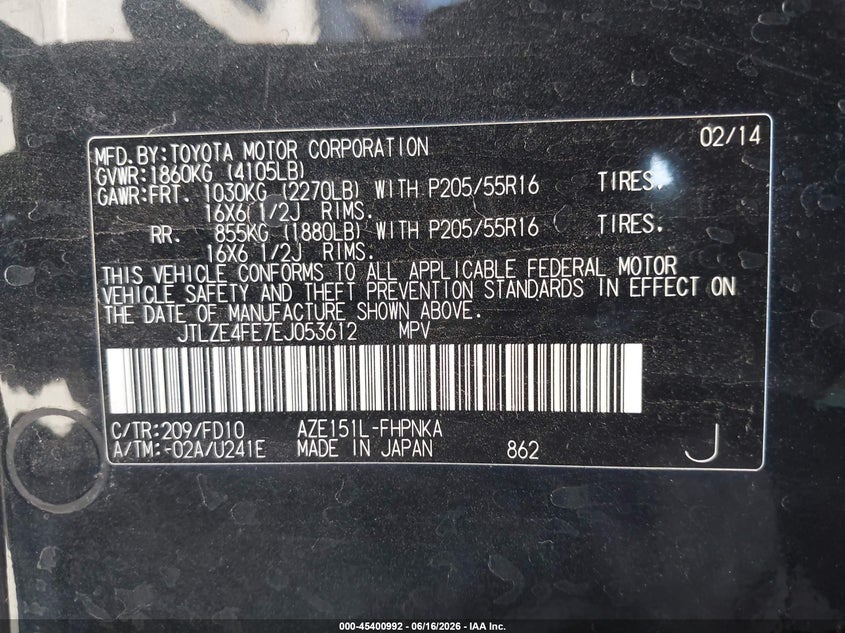 2014 Scion Xb VIN: JTLZE4FE7EJ053612 Lot: 45400992