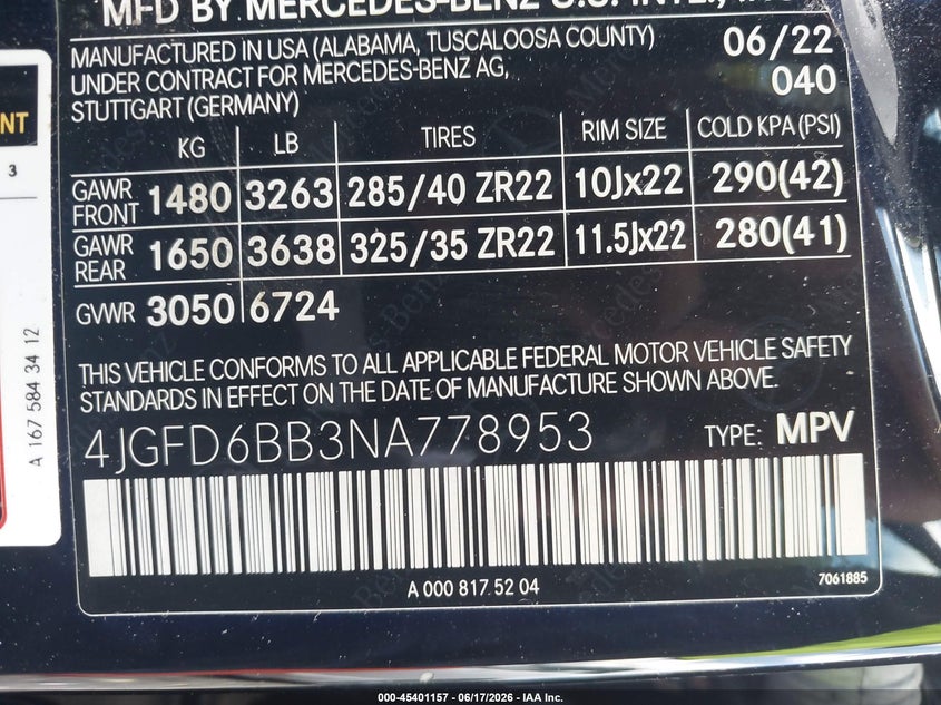 2022 Mercedes-Benz Amg Gle 53 Coupe 4Matic VIN: 4JGFD6BB3NA778953 Lot: 45401157