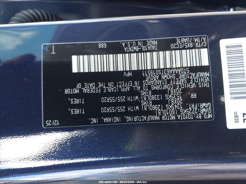 2026 Lexus Tx 350 VIN: 5TDAAAA63TS019511 Lot: 45401195