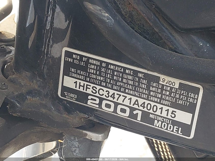 2001 HONDA GL MOTO 6