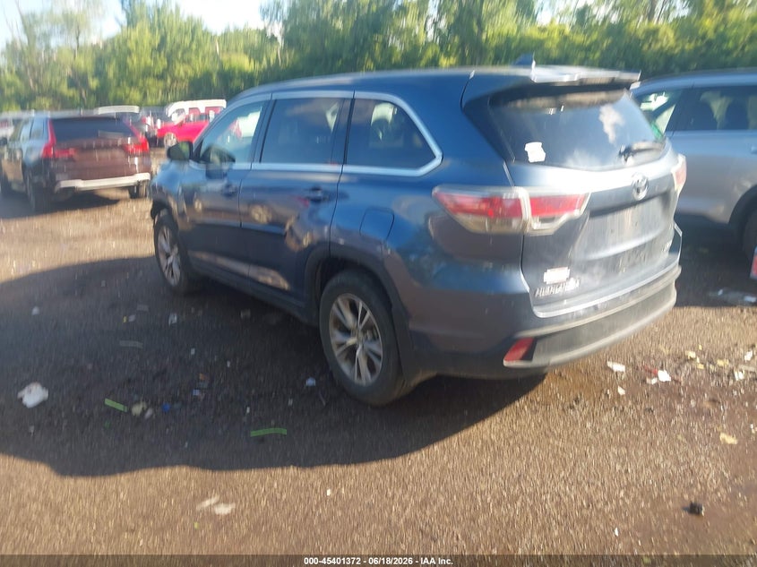 Vin: 5tdbkrfh5fs078672, lot: 45899375, toyota highlander le plus v6 20153