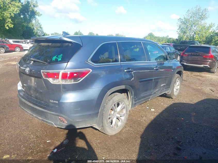 Vin: 5tdbkrfh5fs078672, lot: 45899375, toyota highlander le plus v6 20154
