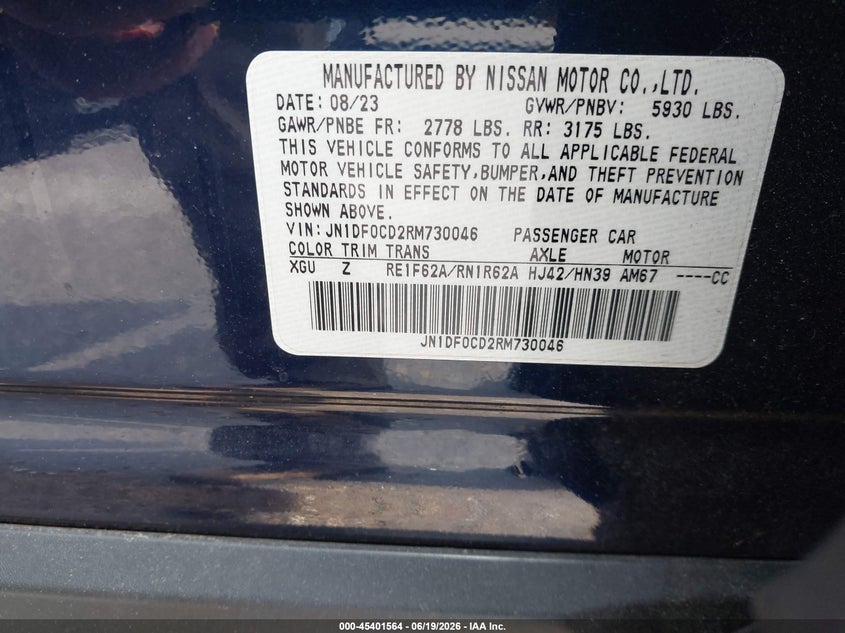 2024 Nissan Ariya Platinum+ VIN: JN1DF0CD2RM730046 Lot: 45401564