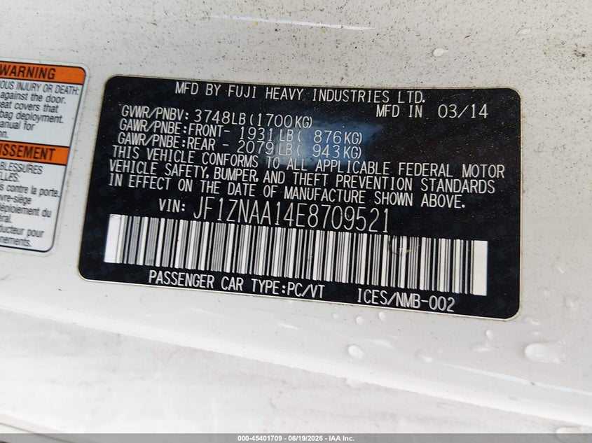 2014 Scion Fr-S Monogram VIN: JF1ZNAA14E8709521 Lot: 45401709