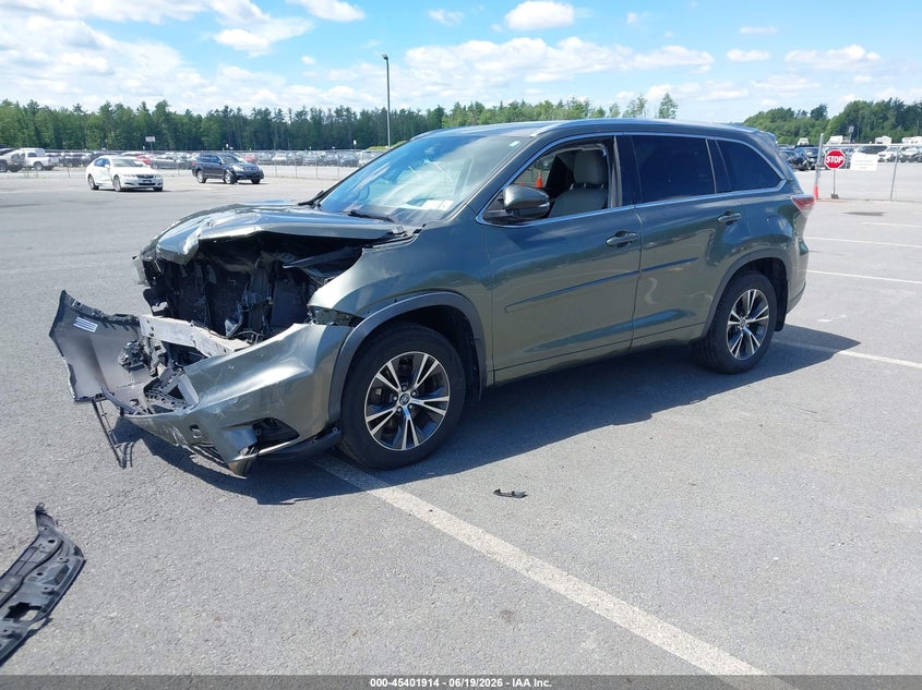 Vin: 5tdjkrfh6gs292180, lot: 45899917, toyota highlander xle v6 20162