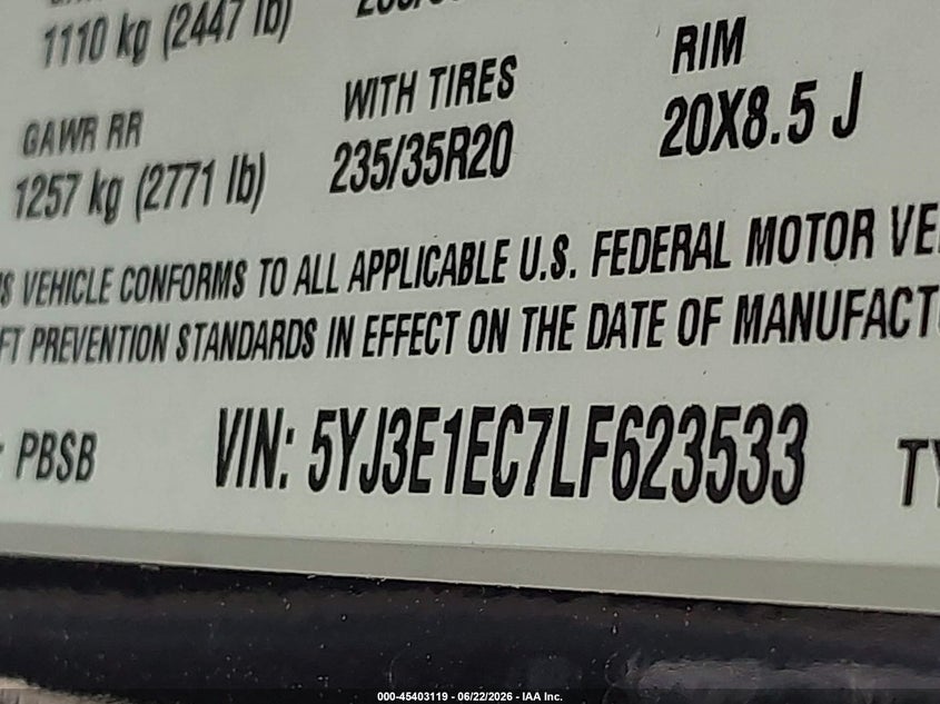 2020 TESLA MODEL 3 SEDAN ELECTRIC