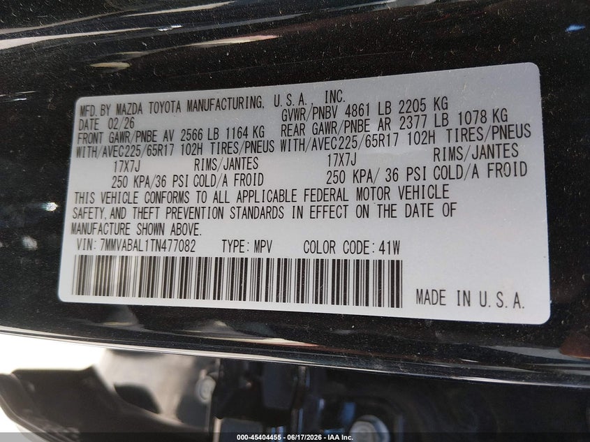 2026 Mazda Cx-50 2.5 S Select VIN: 7MMVABAL1TN477082 Lot: 45404455