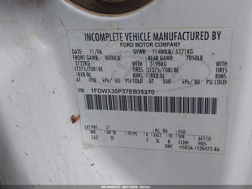 2007 FORD F-350 CHASSIS auction photo 8