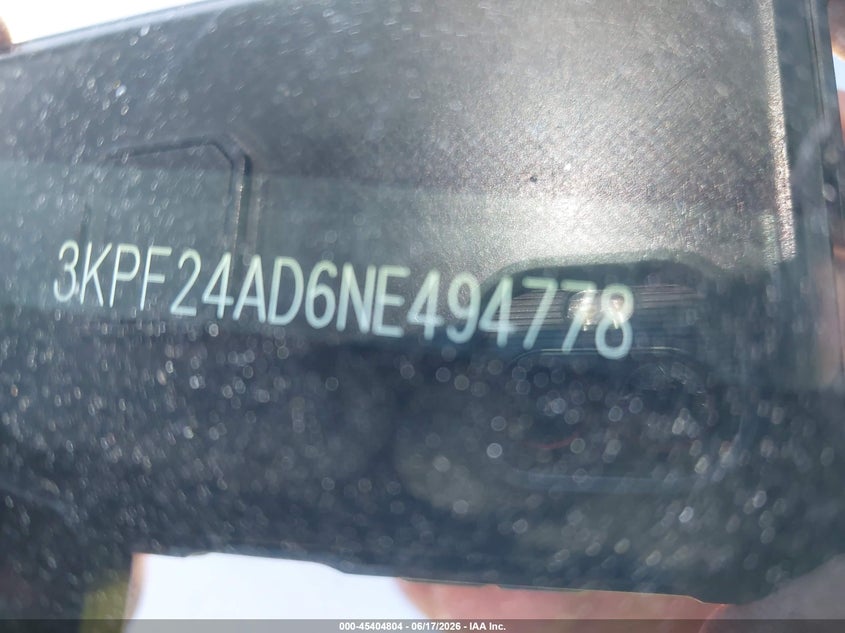 KIA FORTE 2022 VIN 3KPF24AD6NE494778