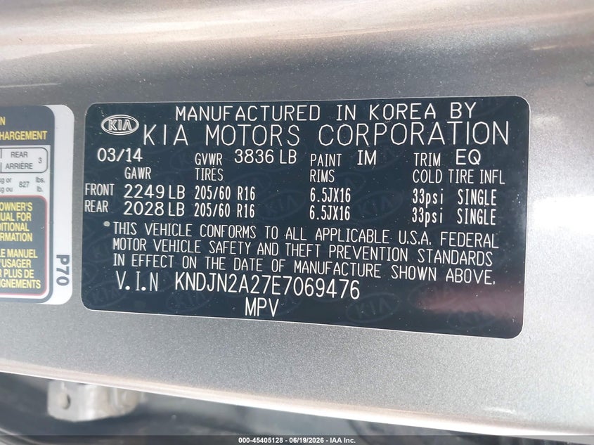 2014 KIA SOUL HATCHBACK 1.6L I-4 DI, DOHC, VVT, 130HP