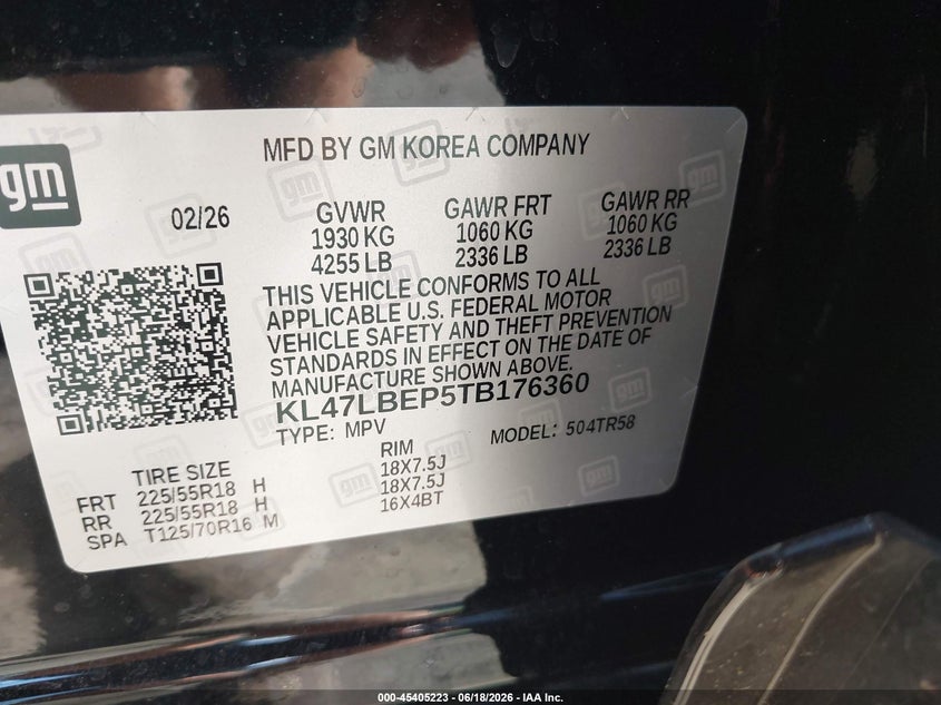 2026 Buick Envista Sport Touring Fwd VIN: KL47LBEP5TB176360 Lot: 45405223