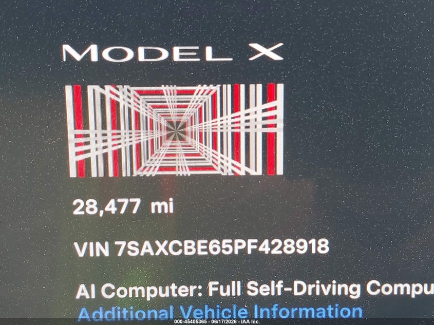 2023 Tesla Model X Plaid Tri Motor All-Wheel Drive VIN: 7SAXCBE65PF428918 Lot: 45405365