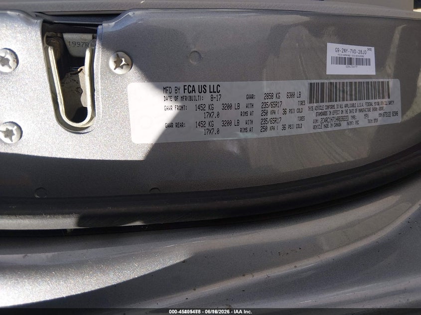 2017 Chrysler Pacifica Hybrid Touring Plus VIN: 2C4RC1H71HR838223 Lot: 45405478