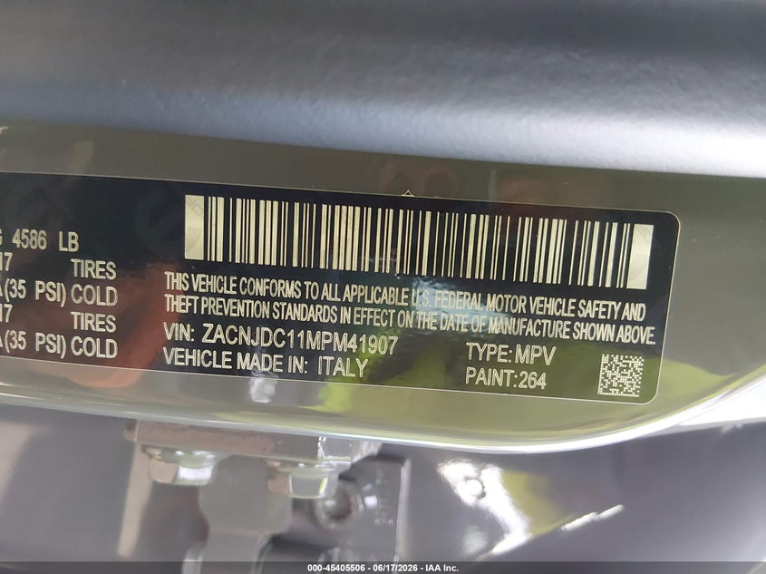 2021 Jeep Renegade Trailhawk 4X4 VIN: ZACNJDC11MPM41907 Lot: 45405506