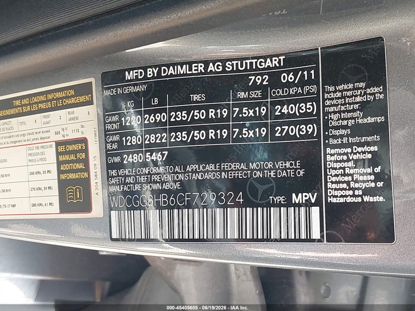 2012 Mercedes-Benz Glk 350 4Matic VIN: WDCGG8HB6CF729324 Lot: 45405605