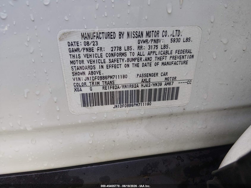 2023 Nissan Ariya Evolve+ VIN: JN1DF0BB6PM711190 Lot: 45405778