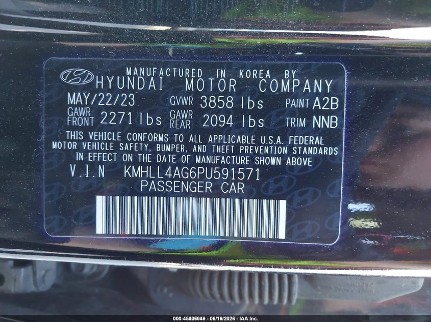 2023 Hyundai Elantra Se VIN: KMHLL4AG6PU591571 Lot: 45406046