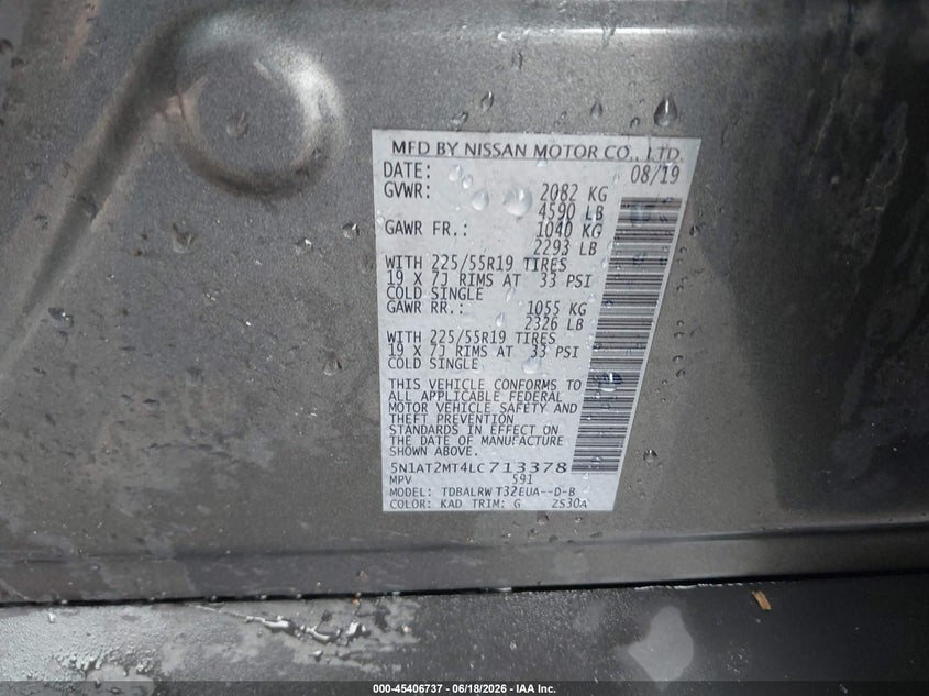 VIN 5N1AT2MT4LC713378 2020 NISSAN ROGUE SL FWD