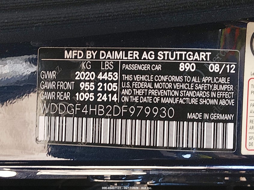 2013 Mercedes-Benz C 250 Sport VIN: WDDGF4HB2DF979930 Lot: 45407131