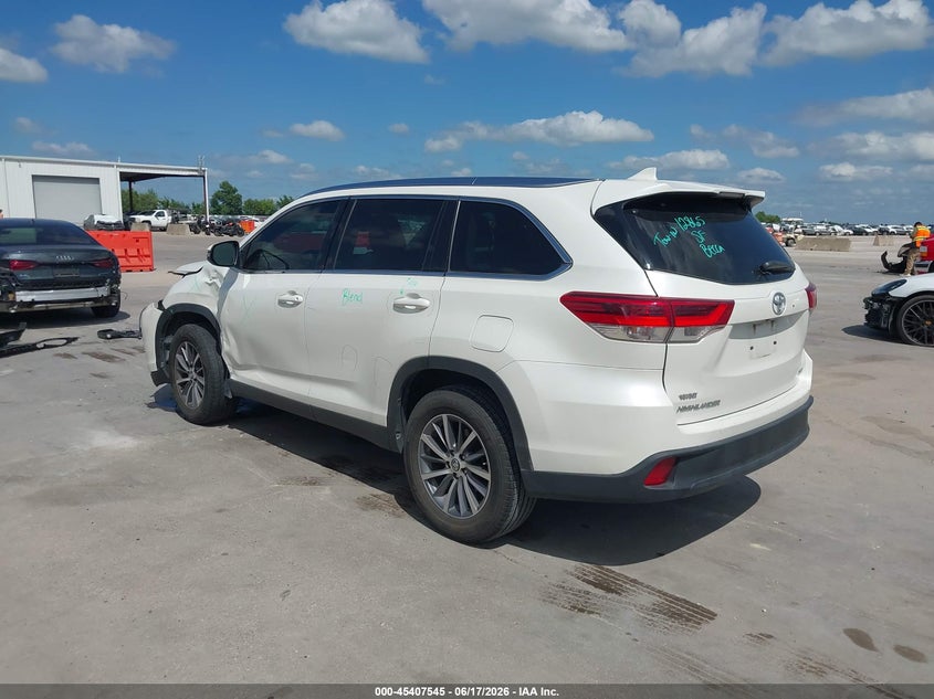 Vin: 5tdkzrfh4ks555484, lot: 45905568, toyota highlander xle 20193