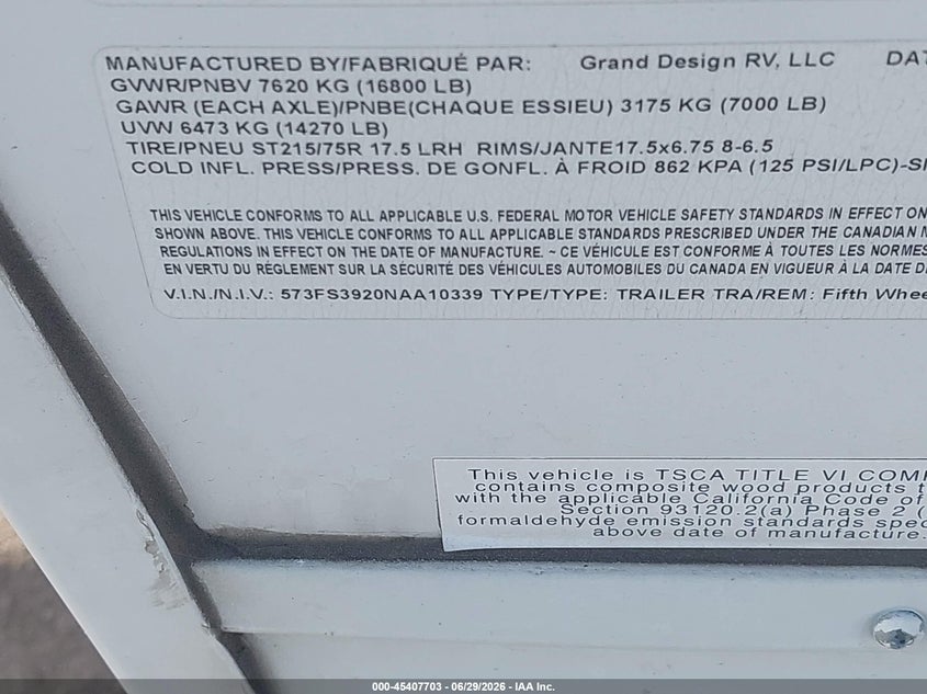 2022 OTHER GRAND DESIGN REFLECTION TRAILER N/A