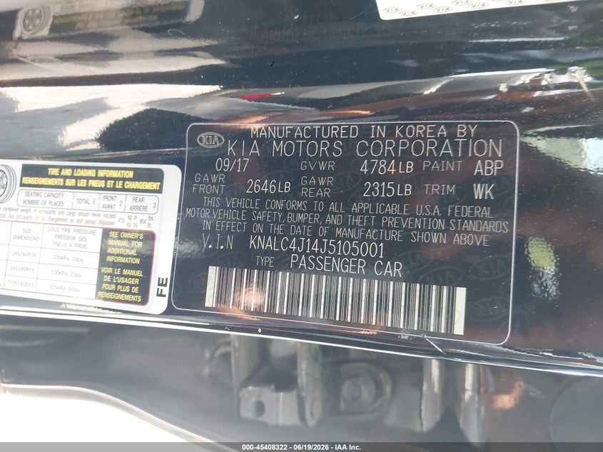 2018 Kia Cadenza Technology VIN: KNALC4J14J5105001 Lot: 45408322