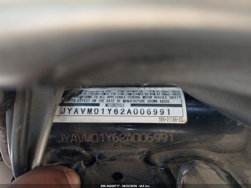 2002 Yamaha Xvs65 A VIN: JYAVM01Y62A006991 Lot: 45408717