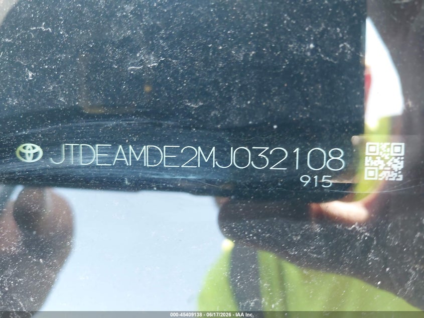 VIN JTDEAMDE2MJ032108 2021 TOYOTA COROLLA HYBRID LE