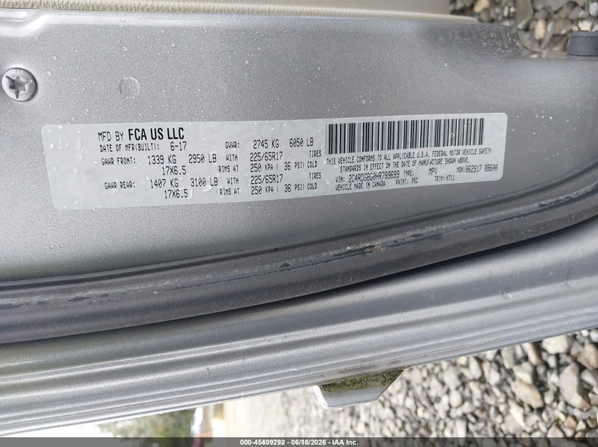 2017 Dodge Grand Caravan Se VIN: 2C4RDGBG0HR789699 Lot: 45409292
