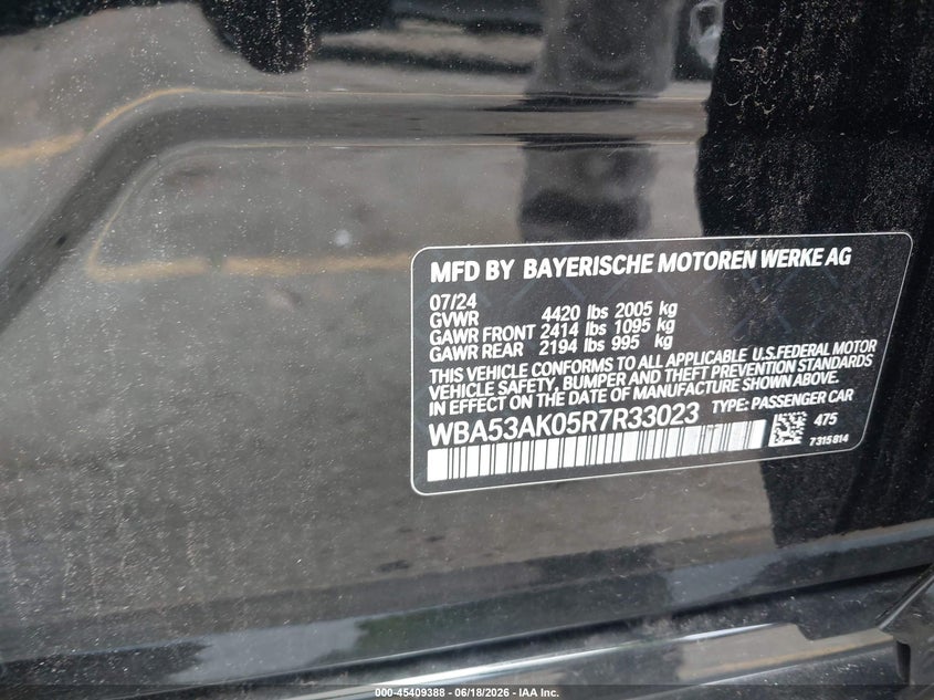 2024 BMW 228I Gran Coupe Sdrive VIN: WBA53AK05R7R33023 Lot: 45409388