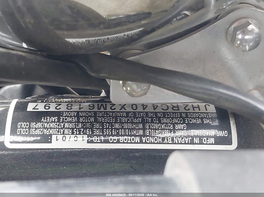 2002 Honda Vt750 Dc VIN: JH2RC440X2M618297 Lot: 45409425