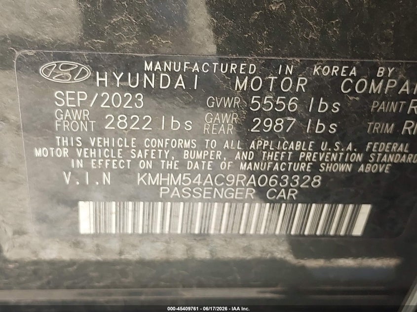 2024 Hyundai Ioniq 6 Limited VIN: KMHM54AC9RA063328 Lot: 45409761