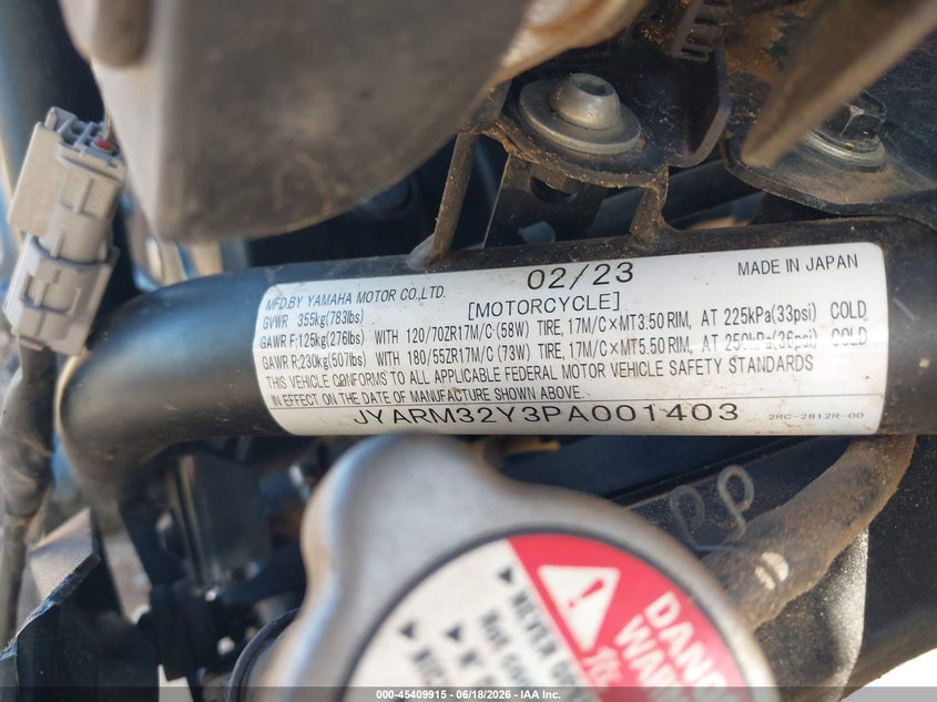 2023 Yamaha Mt07 C VIN: JYARM32Y3PA001403 Lot: 45409915