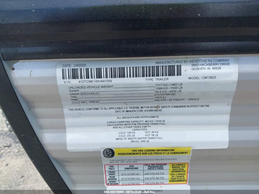 2025 OTHER KEYSTONE COLEMAN TRAILER N/A