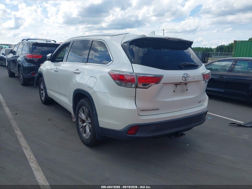 Vin: 5tdjkrfhxfs167097, lot: 45908290, toyota highlander xle v6 20153
