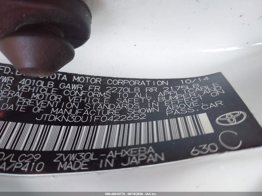 2015 Toyota Prius Persona Series Special Edition VIN: JTDKN3DU1F0422652 Lot: 45410776