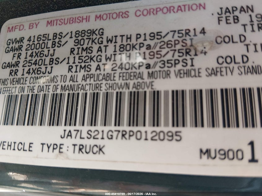 1994 MITSUBISHI MIGHTY COUPE 2.4L I4 FI F