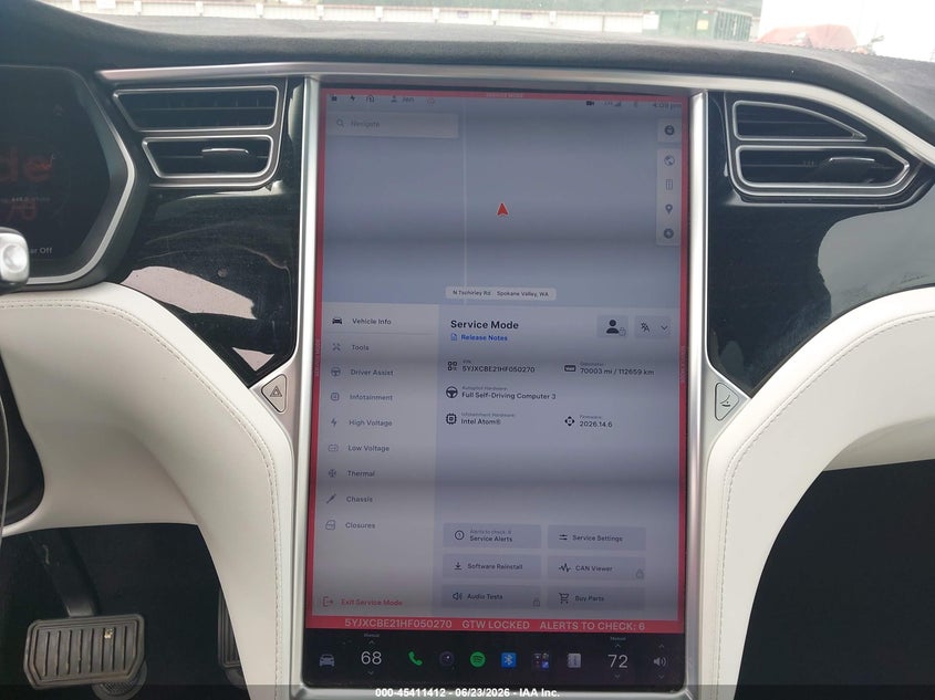 2017 Tesla Model X 100D/75D/90D VIN: 5YJXCBE21HF050270 Lot: 45411412