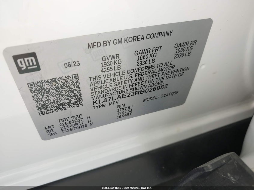 2024 Buick Envista Preferred Fwd VIN: KL47LAE23RB026982 Lot: 45411655