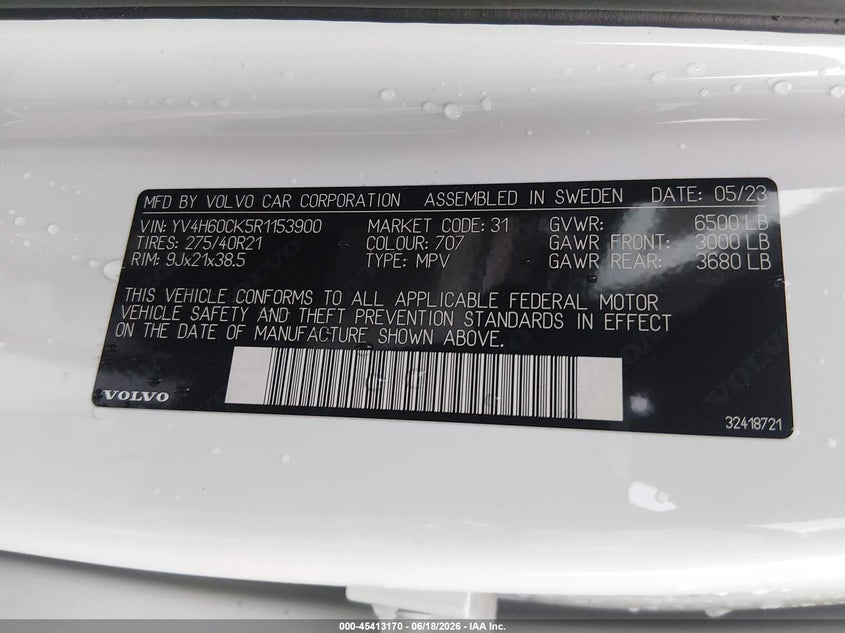 VIN YV4H60CK5R1153900 2024 VOLVO XC90 RECHARGE PLUG-IN HYBRID T8 CORE BRIGHT THEME