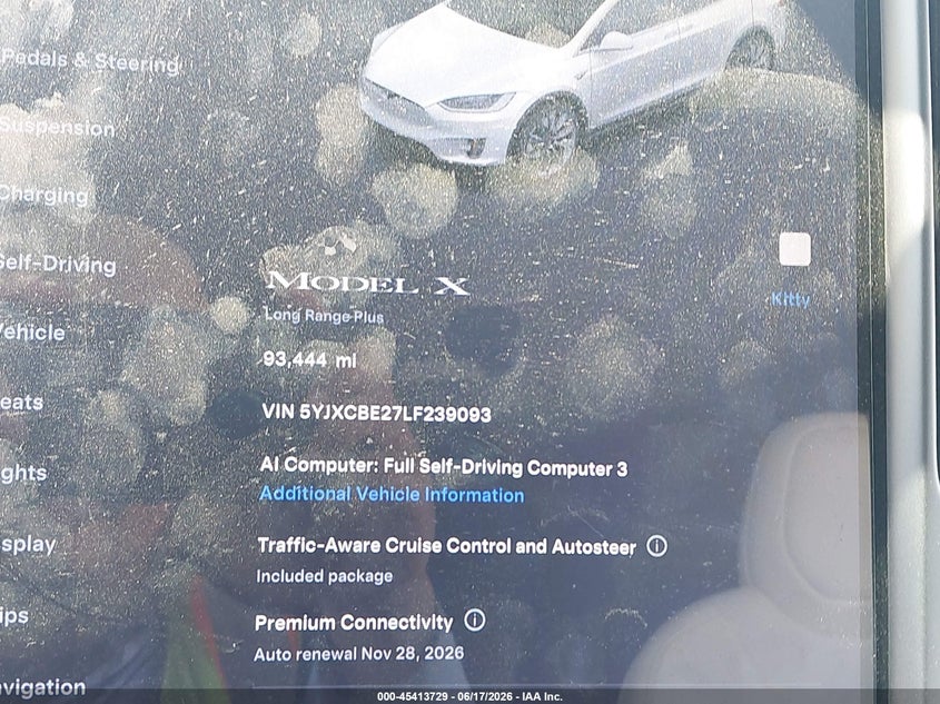 2020 Tesla Model X Long Range Dual Motor All-Wheel Drive/Long Range Plus Dual Motor All-Wheel Drive VIN: 5YJXCBE27LF239093 Lot: 45413729
