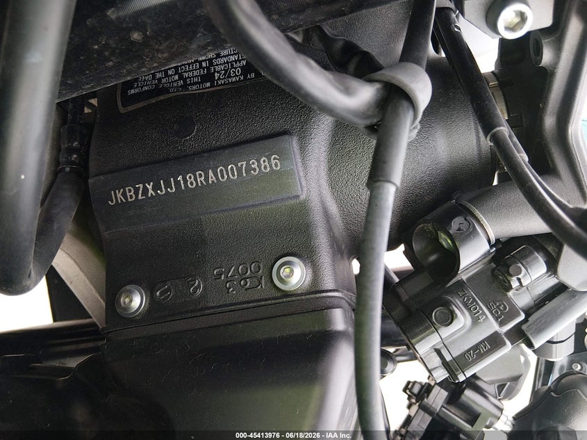 2024 Kawasaki Zx636 K VIN: JKBZXJJ18RA007386 Lot: 45413976