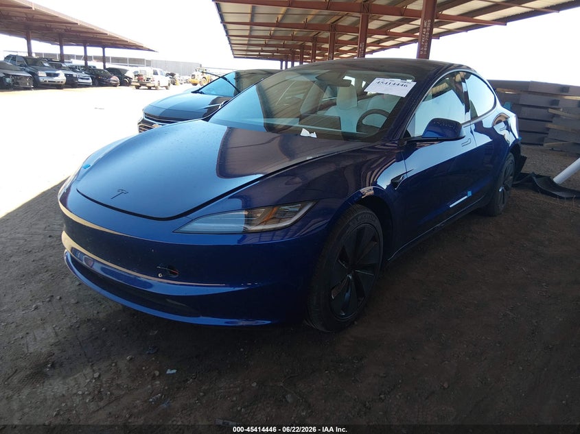2026 Tesla Model 3, Right Rear, IAAI, VIN 5YJ3E1EA6TF121952 — photo 2