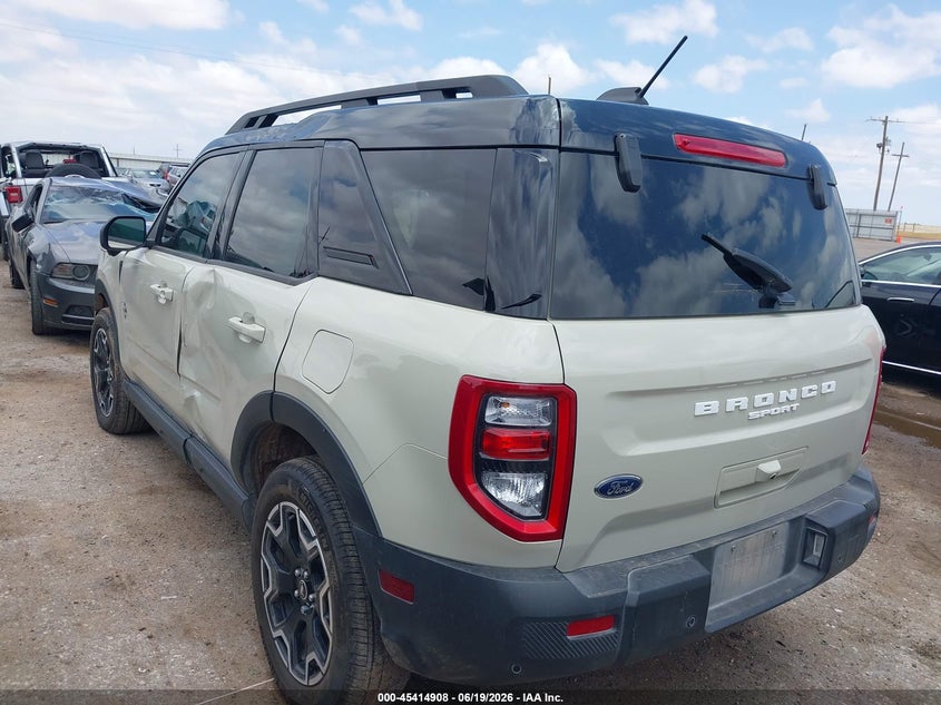 Vin: 3fmcr9cnxsre98169, lot: 45912930, ford bronco sport outer banks 20253