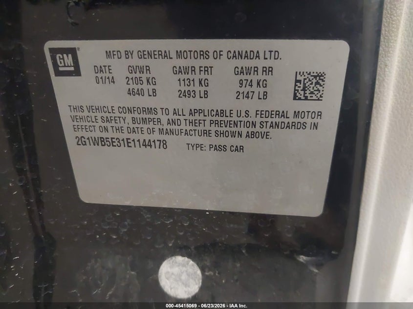 2014 CHEVROLET IMPALA SEDAN 3.6L V-6 DI, DOHC, VVT, 300HP