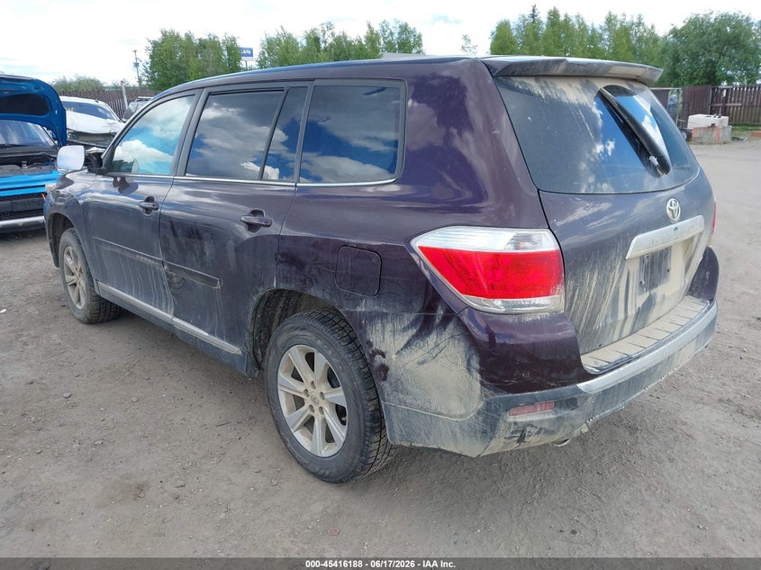 Vin: 5tdbk3eh5ds205626, lot: 45914210, toyota highlander base v6 20133