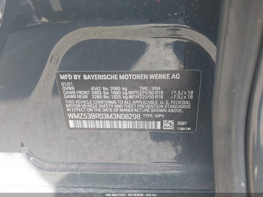 2021 Mini Countryman Cooper S VIN: WMZ53BR03M3N08298 Lot: 45417453