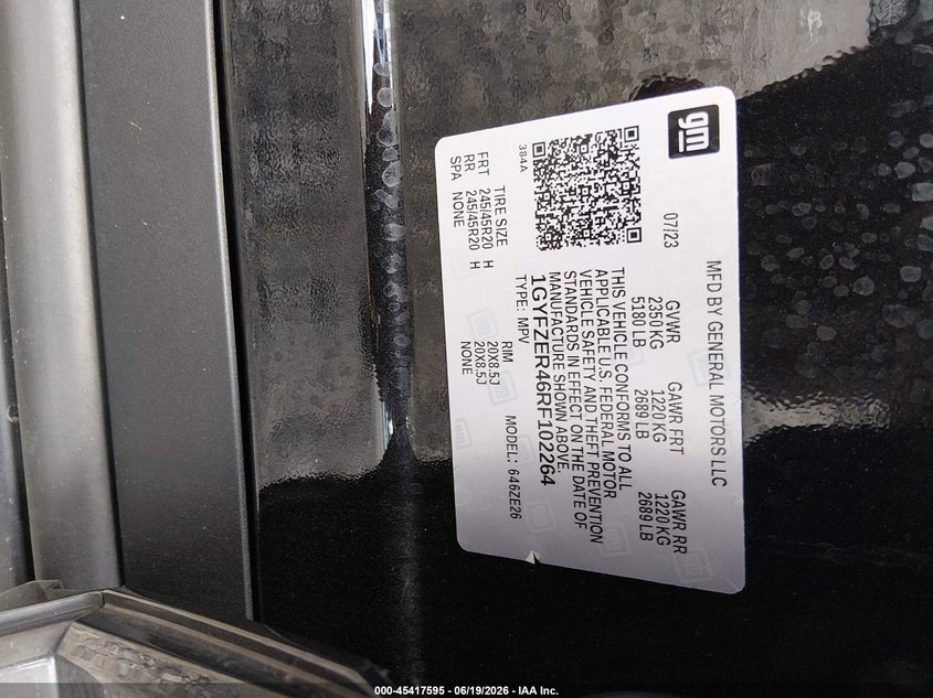 2024 Cadillac Xt4 Fwd Sport VIN: 1GYFZER46RF102264 Lot: 45417595